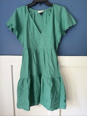 Universal Thread Teal V-Neck Tiered Mini Dress